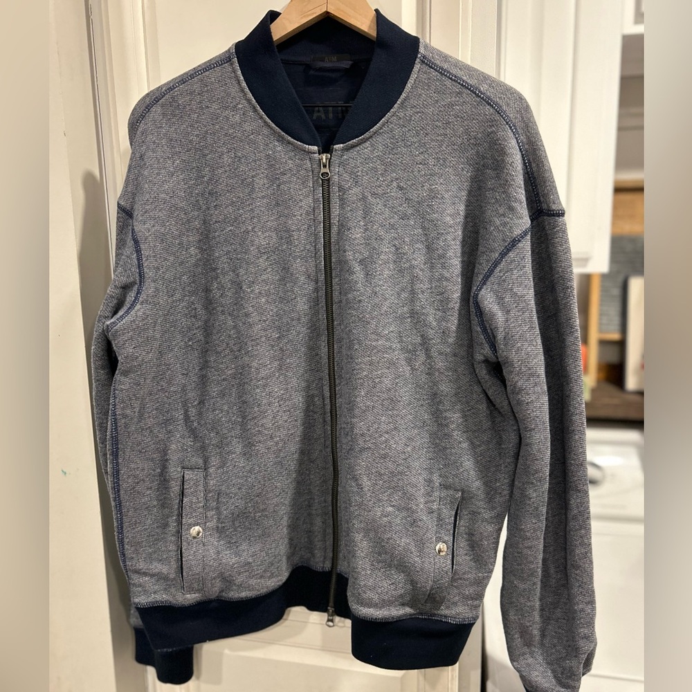 ATM Anthony Thomas Melillo Gray Jacket with Navy Collar